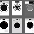 Modern White Washing Machines With Multiple Models And Control Panels 3d model