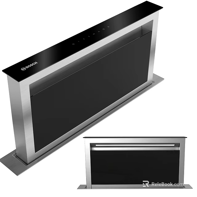 Modern Kitchen Appliance Robam Range Hood With Stainless Steel And Black Design 3d model 