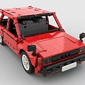 Detailed Red Building Blocks Car Model Constructed with Realistic Exterior and Interior Design