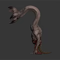 Mythical Creature Character With Long Neck Flower Like Head And Clawed Limbs