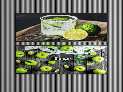 Refreshing Lime Drink With Sliced Limes And Love Decor On Checkered Background 3d model