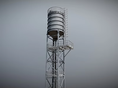 Water Tower Water Tank Water Storage Tower Iron Water Tank Industrial Water Tower Rusty Water Tower Water Storage Tank Silo 3d model