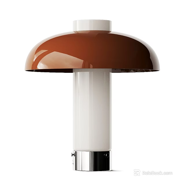 Elegant Modern Table Lamp With Brown Shade White Column And Sleek Design 3d model 