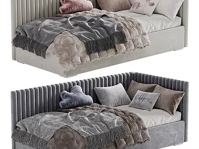 Nordic Children's Bed Fabric Children's Bed 3d model