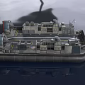 Hovercraft Number 4 With Pontoon Deck And Propeller Fans On Water Surface