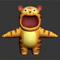 Cute Cartoon Tiger Game And Movie Character With Open Mouth Red Stripes And Yellow Body