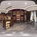 Modern Tobacco and Liquor Store Interior With Wooden Shelves Wine Displays Tobacco Products And Counter