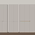 Three White Storage Cabinets with Multiple Doors Against White Wall on Wooden Floor