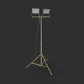 Modern Floor Lamp With Tripod Base And Two Adjustable Metal Lamp Heads