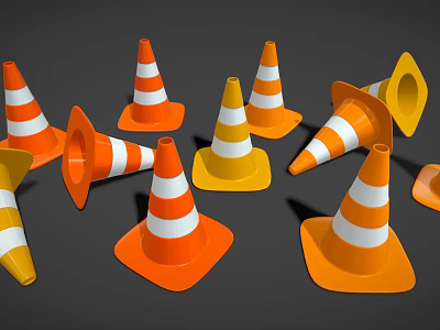 Traffic Cones Road Safety Equipment Orange White Striped Design For Construction Zone Traffic Control 3d model