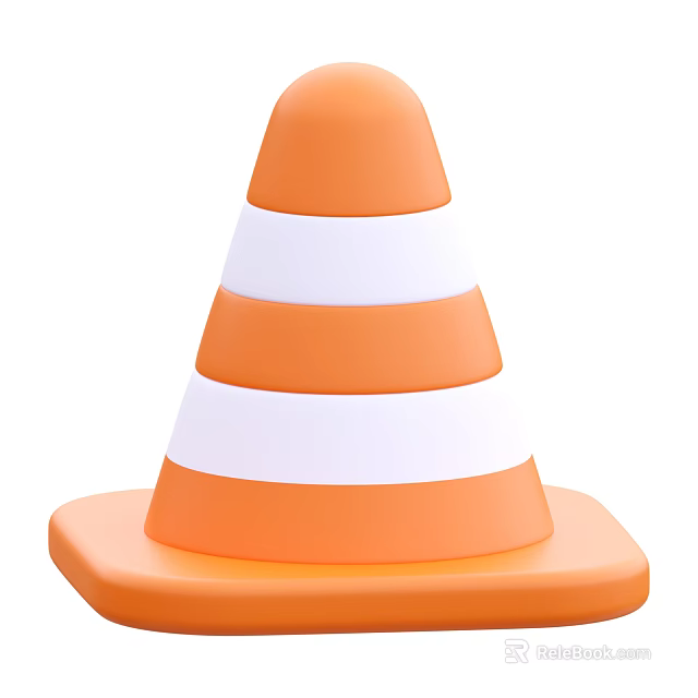 High Visibility Orange And White Striped Traffic Cone With Stable Base Design 3d model 
