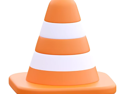 High Visibility Orange And White Striped Traffic Cone With Stable Base Design 3d model