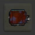 Rusted Vintage Gas Pump With Green Red Finish And Fuel Nozzle On Base