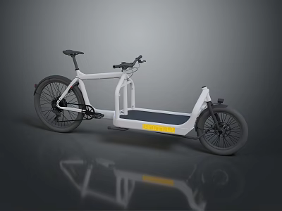 Modern White Tandem Bike With Yellow Accents And Sturdy Frame Design 3d model