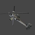 Military Attack Helicopter With Weapons Rotor And Cockpit On Dark Background