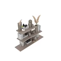 Modern Decorative Ornament Set with Vases Books Dried Grass on Wooden Shelves for Home Decoration