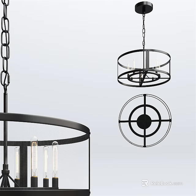 Elegant Modern Black Metal Round Design Chandeliers With Multiple Styles 3d model