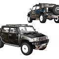 Black And Blue Off Road SUV With Large Tires Spare Tire And Roof Rack Design