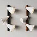 Modern Wall Mounted Lamps With Black And Brown Brackets And White Cone Shades