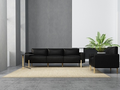 Modern Combination Sofa Black Sofa Combination 3d model