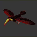Toucan With Colorful Yellow Green Red Beak And Black Feathers Spreading Wings