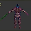 Futuristic Sci Fi Armored Warrior Character In Tactical Armor Holding Rifle Standing Pose