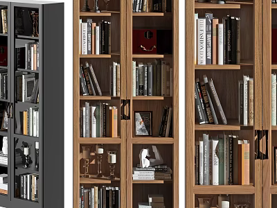 Modern Multi Tiered Bookcase Design With Books Decorative Items And Frames 3d model