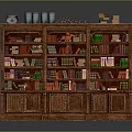 Classic Wooden Bookcase With Multiple Shelves Filled With Colorful Books And Decorative Items
