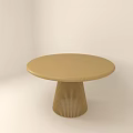 Round Rattan Dining Table With Striped Cone Shaped Base And Natural Design 3d model