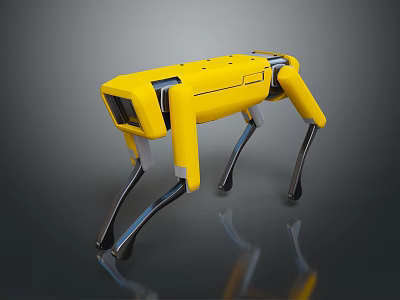 Industrial Equipment Featuring Yellow Four Legged Robot Design And Structure 3d model