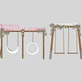 Decorative Outdoor Playground Swing Equipment With Floral Garland And Wooden Frame