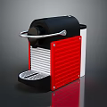 Modern Compact Espresso Machine With Black Red White Design For Home Use 3d model