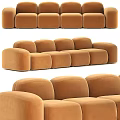 Modern Brown Velvet Sectional Sofa With Round Modules For Living Room Interior 3d model