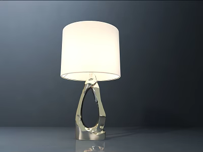 Modern Table Lamp With White Lampshade And Unique Silver Base Design 3d model