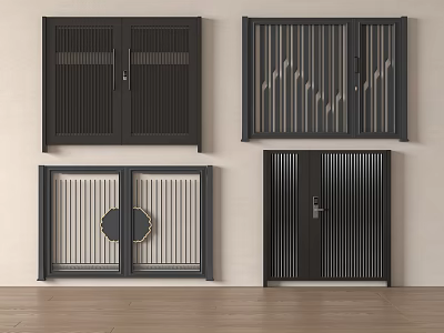 Modern Entrance Doors With Various Slatted Patterns Circular Decor And Minimalist Design Styles 3d model
