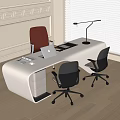 Modern White Office Desk With Leather Chair Black Office Chairs Laptop And Desk Lamp
