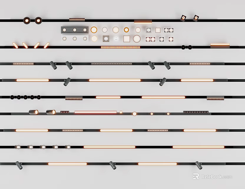 Modern Downlights and Spotlights with Various Styles for Home Interior Lighting Decor 3d model