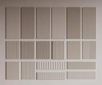Modern Great Wall Board Grille Board Wall Panel Wood veneer Line Background Wall Wave Board Wall Decoration Pendant 3d model
