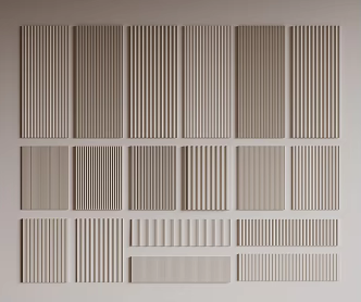 Modern Great Wall Board Grille Board Wall Panel Wood veneer Line Background Wall Wave Board Wall Decoration Pendant 3d model