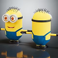 Cute Minion Dolls With Yellow Body Blue Overalls Black Spiky Hair Goggles And Outstretched Arms