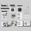 Various Types of Air Conditioners and Fans Including Wall Mounted and Floor Units