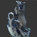 Detailed Mythical Game Movie Character Sculpture In Standing Pose With Dragon Eagle Features