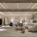 Modern Clothing Store Interior Design With Comfortable Sofa And Clothing Racks