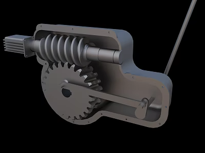 Industrial Equipment Precision Metal Gear Worm Shaft Transmission Component Structure 3d model