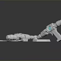 Futuristic Sci Fi Weapons with White Design Green Circular Accent and Detailed Base Components 3d model