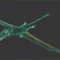 3D Rendered Pterosaur Model With Blue Green Body And Orange Black Gradient Wings