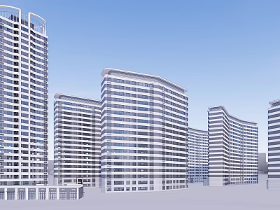 Modern High Rise Residential Buildings With Contemporary Exterior Design And Glass Facades 3d model