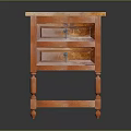 Vintage Wooden Nightstand With Two Drawers And Intricate Carved Legs Design