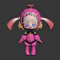 Pink Robot Character With Twin Pigtails Gold Accents And Blue Goggles