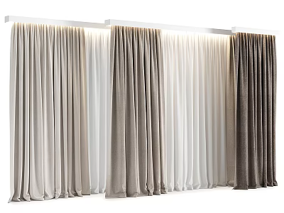 Elegant Soft Fabric Curtains In Various Neutral Tones For Modern Home Decor 3d model